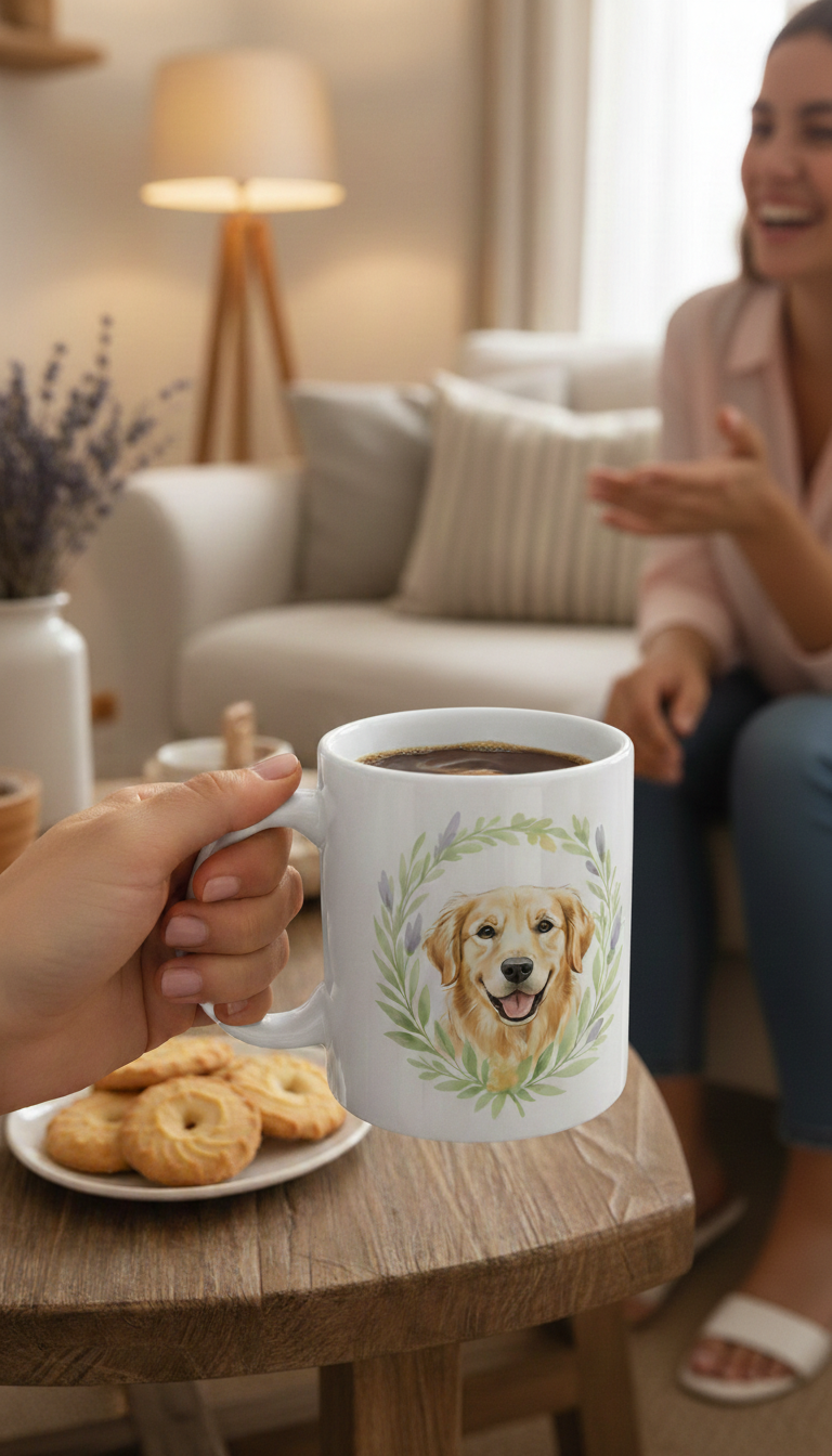 Mug Golden Retriever "Dog with Leaf Crown"