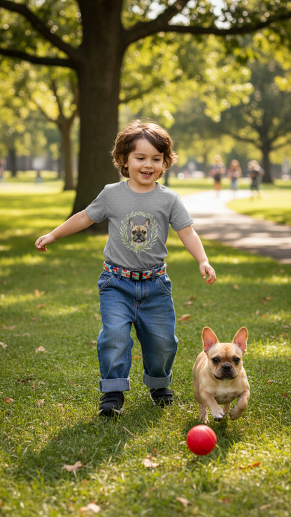 Kid’s T-Shirt French Bulldog "Dog with Leaf Crown"