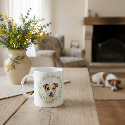 Mug Jack Russell "Dog with Leaf Crown"