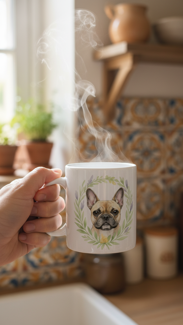 Mug French Bulldog "Dog with Leaf Crown"