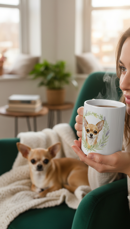 Mug Chihuahua "Dog with Leaf Crown"
