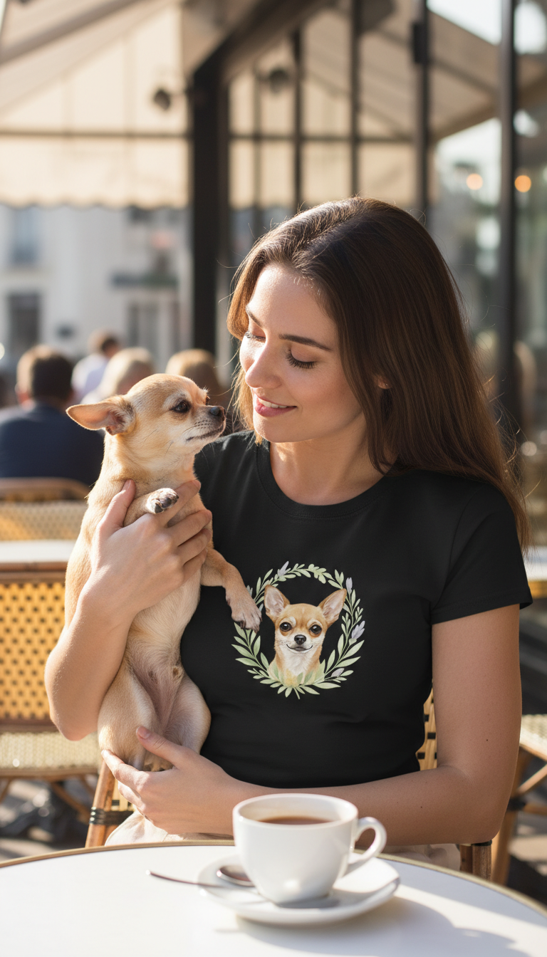Women’s T-Shirt Chihuahua "Dog with Leaf Crown"