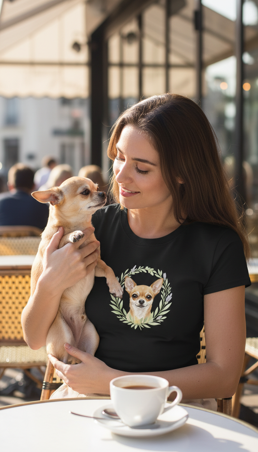 Women’s T-Shirt Chihuahua "Dog with Leaf Crown"